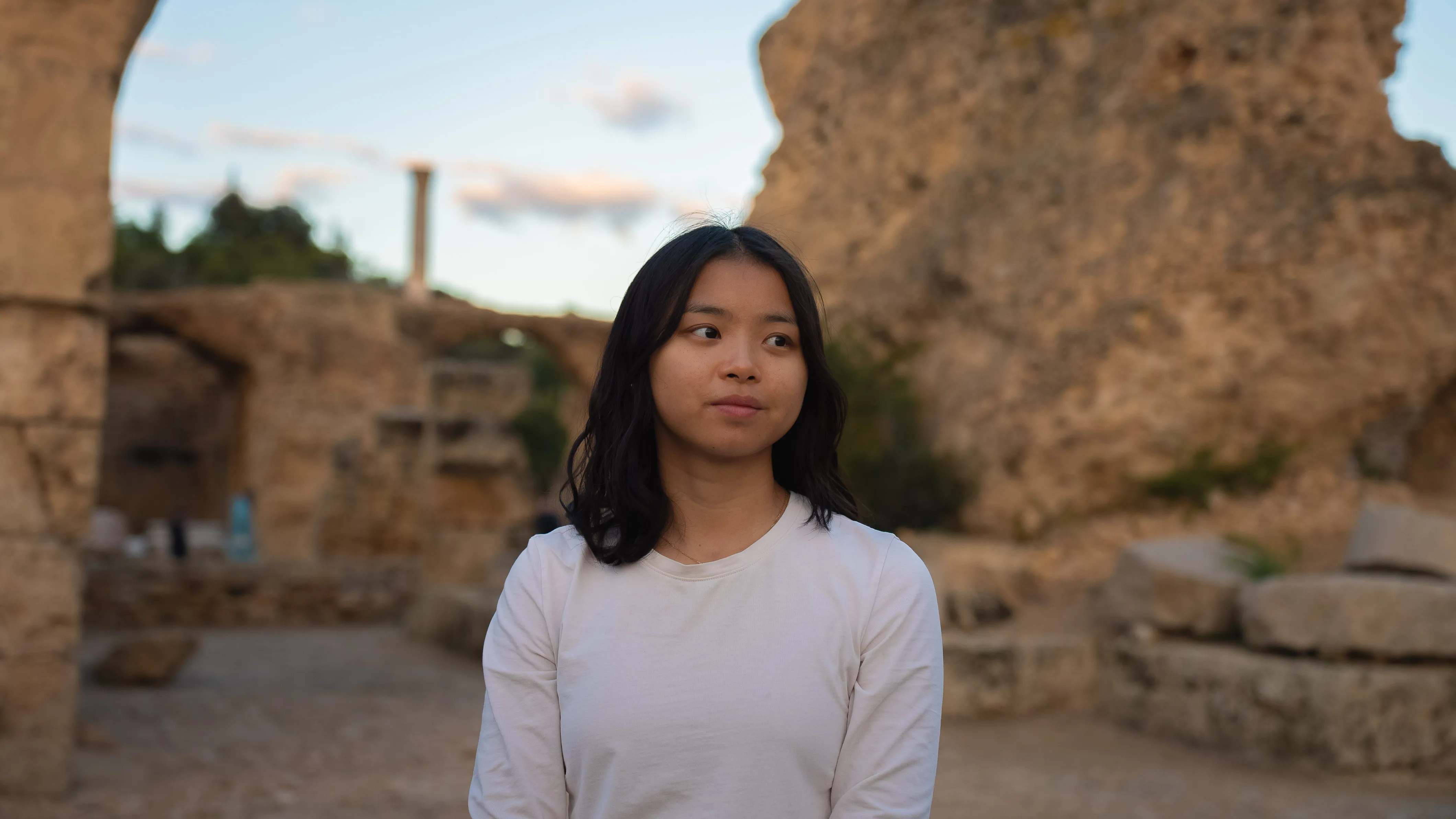 girl at roman ruins