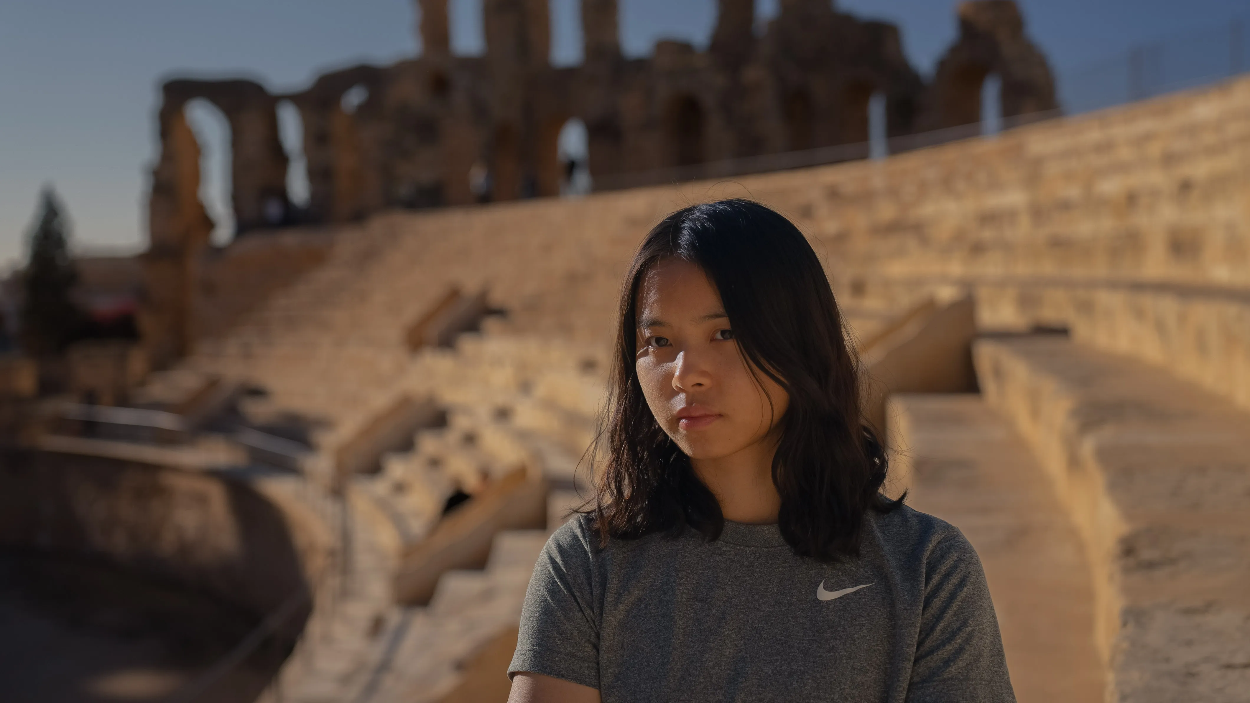 girl in The Amphitheatre of El Jem