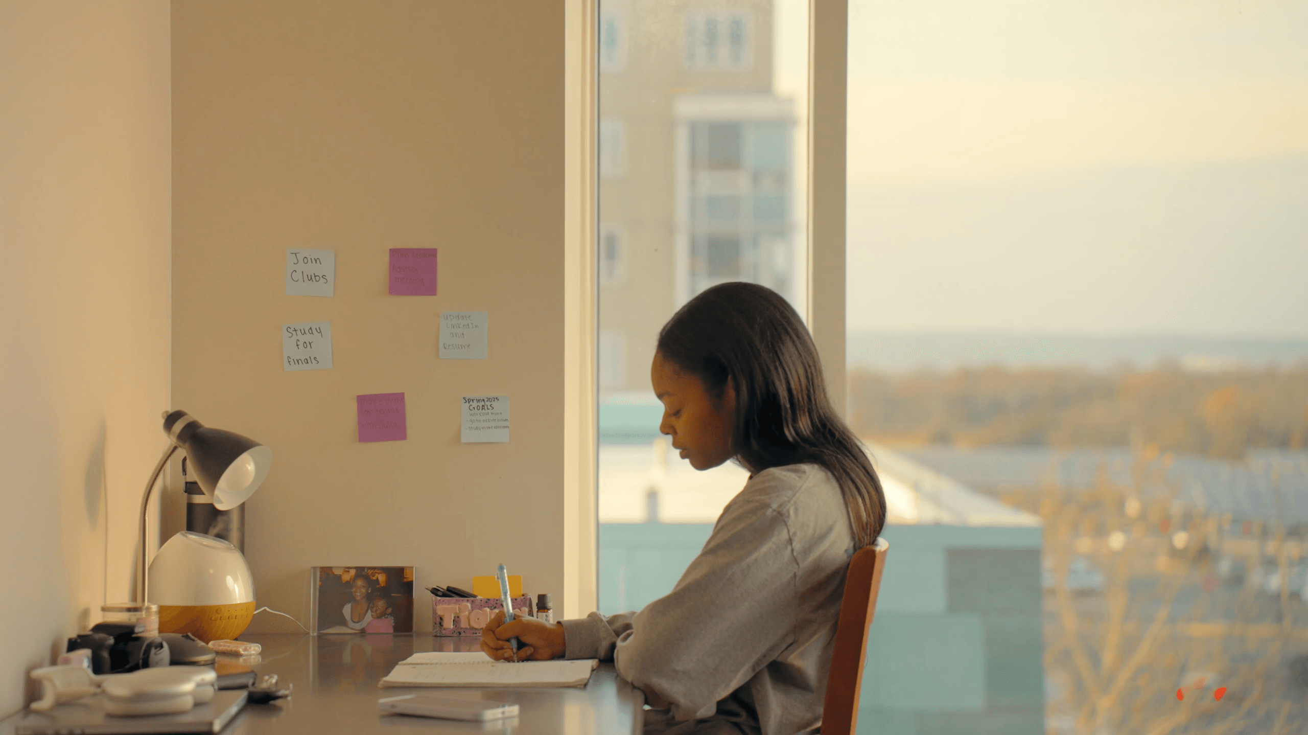 Girl studying in her bedroom